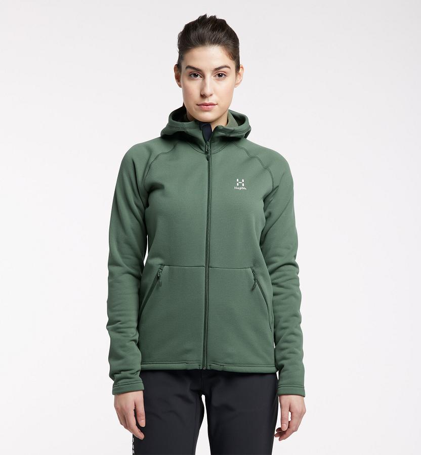 Haglöfs Bungy Fleece Dark Green For Womens CJLYA2564 Australia